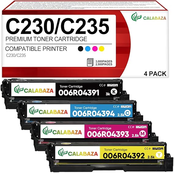 C235DNI Toner Cartridge Replacement for Xerox C235 Toner Cartridge for Xerox C230 C235 C235DNI C230DNI Printer ,006R04391 006R04392 006R04393 006R04394 High Yield Toner ,Black Cyan Magenta Yellow