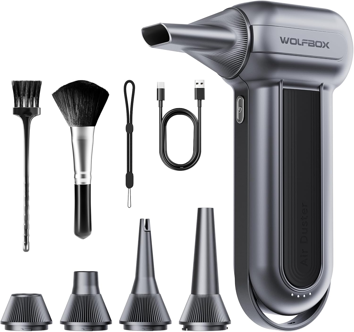 WOLFBOX MF100 Electric Air Duster-150000RPM Super Power Cordless Air Duster Rechargeable Air Blower 3-Speed Adjustable Mini Blower Dust Blower for Computer Keyboard Outdoor Home and Car
