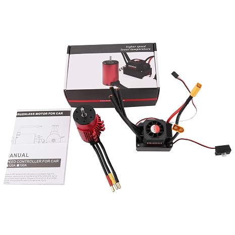 3670 2850KV Brushless Motor with 120A ESC, RC Brushless Motor, Speed ABEC5 Bearings for 18/110/ RC Car, CNC Machined Steel Billet and 6061 Aluminum Heat Sink