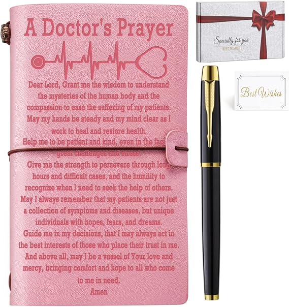 Filten Doctor Gifts for Women Men Thank You Gifts for Doctors Leather Journal Notebook Refillable Travel Journal Diary Sketch Book Writing Journals with Pen