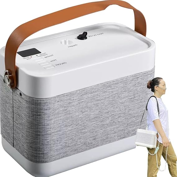 Portable Oxygen Generator with Flow Regulation, 70W Travel Oxygen Machine, Timing Function, for Home & Travel - Wheelchair Oxygen Machine for Car