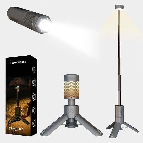 Telescopic Camping Light with Stand, 10500mAh Rechargeable Camping Lantern,Dimmable Portable Flashlight with Storage Bag,Magnetic Waterproof Work Light for Hiking Fishing Emergency Garage Outdoor Work