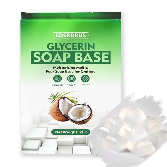 EDSRDRUS 2 LB Glycerin Soap Base Pre-Cut Moisturizing Natural Base Melt and Pour DIY Handmade for Crafting Soap Making