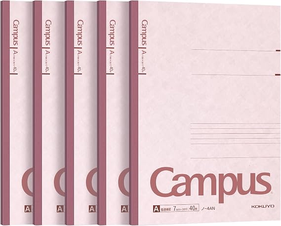 KOKUYO Campus Composition Notebook, 7 x 10 inch Lined Notebooks with 30 Sheets 7mm Ruled Paper, 5 Pack B5 Pink Notebook for School and Work, School Supplies Comp Book for Journal Diary