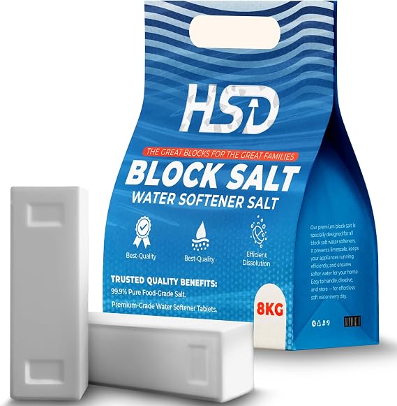 HSD 100% Genuine Food Grade Water Softener Salt Blocks – Compatible with All Water Softener Machines. Ideal for Laundry, Kitchen, Dishwasher & Industrial Use. Premium Quality Salt Blocks