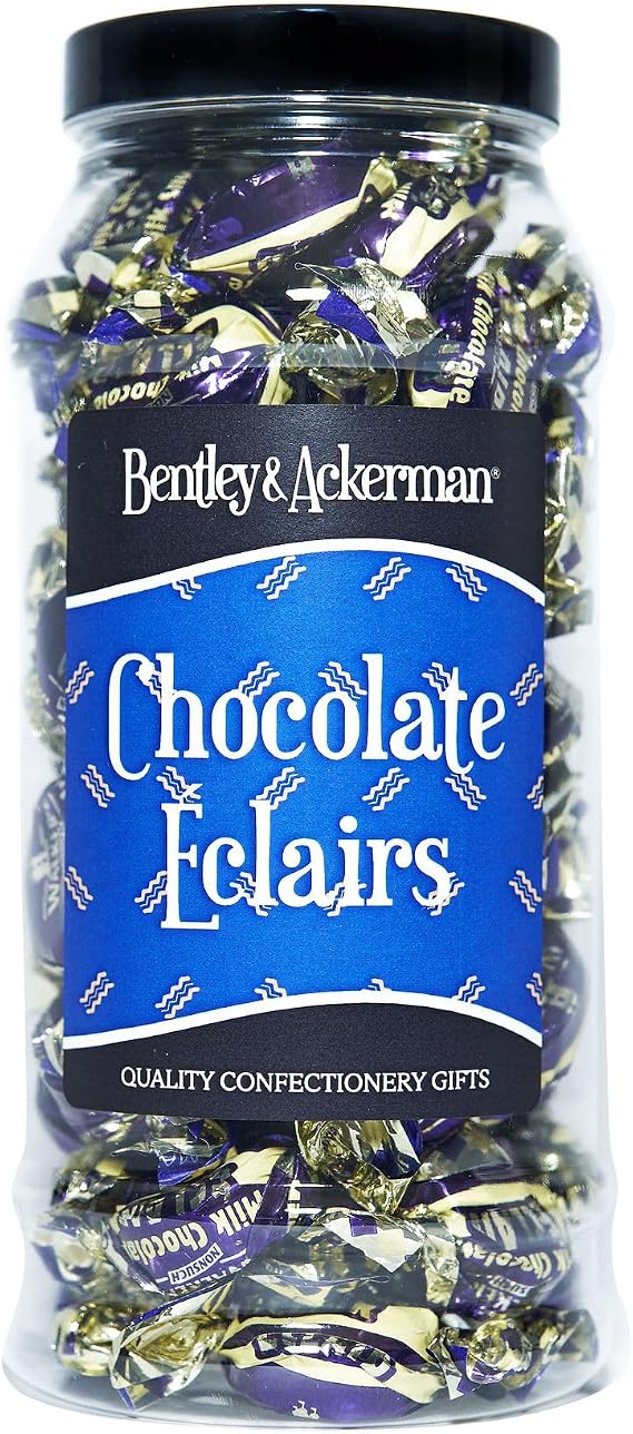 Chocolate Eclairs - (440g) Original Walker's Nonsuch Milk Chocolate Eclairs, Premium Gift Jar by Bentley & Ackermans Sweet Shop.