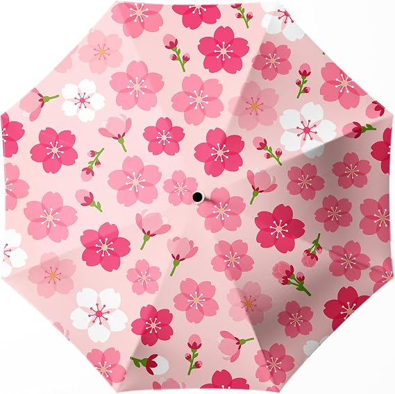 Automatic Folding Umbrella, Small Compact Travel, Sun & Rain | Portable & Lightweight, 8 Ribs, Windproof, UPF 50+ UV Protection, for Outdoor, Commute & Women