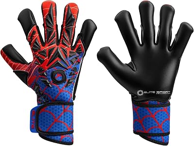 Elite Sports Spin Goalkeeper Gloves - Exceptional Grip, Moisture-Absorbing Fabric, Speed Cut Palm, 3D-Embossed Backhand, Integral Overlap Wristband, Size 7-10