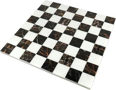 Royal Chess Mall - 18 Borderless Marble Stone Luxury Chess Board - Black and White Marble Stone