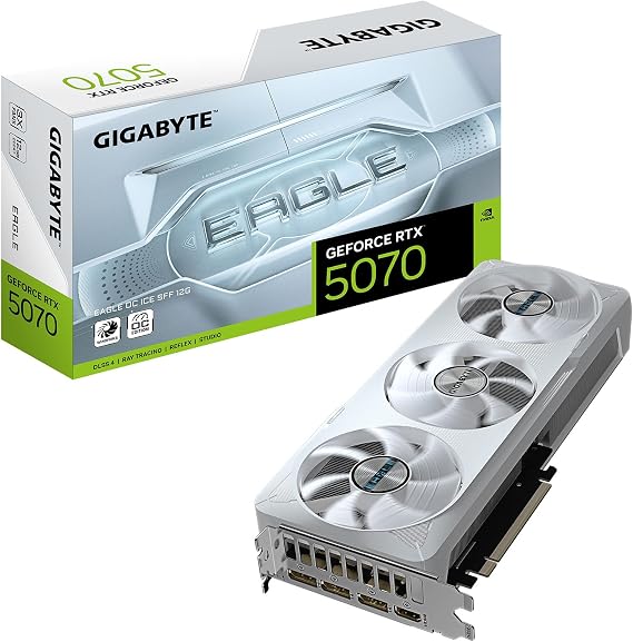 GIGABYTE GeForce RTX 5070 Eagle OC ICE SFF 12G Graphics Card 12GB 192-bit GDDR7 PCIe 5.0 WINDFORCE Cooling System GV-N5070EAGLEOC ICE-12GD Video Card Desktop Support