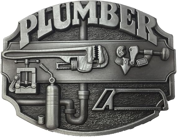 LAXPICOL American Western Cowboy Plumber Tool Belt Buckle For Men Grey Tone
