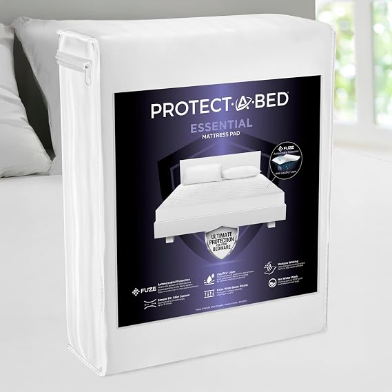 Protect-A-Bed Essential Waterproof Mattress Pad, King | Waterproof mattress pad features plush cushioning, breathable comfort, and dust mite protection