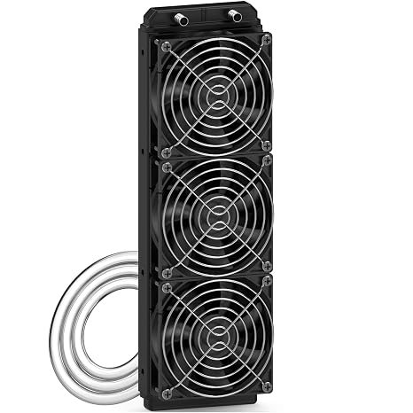 Clyxgs Water Cooling Radiator, 12 Pipe Aluminum Heat Exchanger Radiator with Fan for PC CPU Computer Water Cool System DC12V 360mm Black