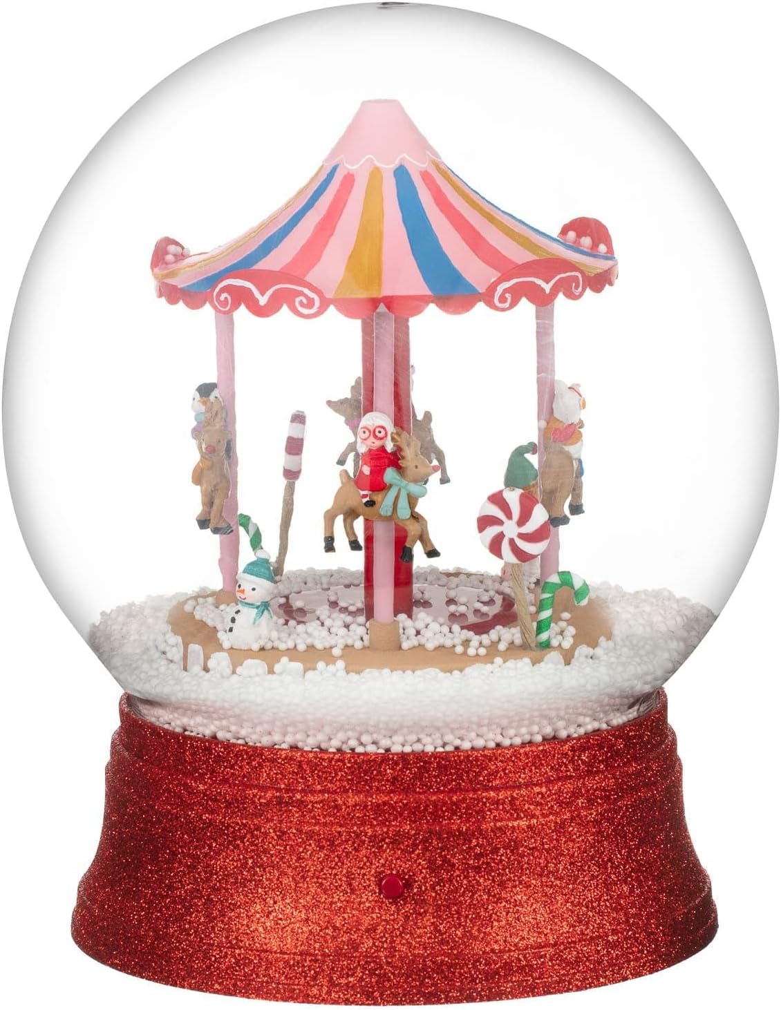 Carousel Musical Snow Globe - 25 x 30cm - Bring Your Home to Life - Snowing With Light and Music - Place It on the Fireplace, a Sideboard or Shelf