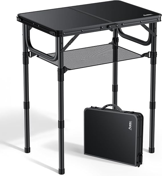 Anbte Folding Camping Table, 24"X 16" Adjustable Height Small Folding Table