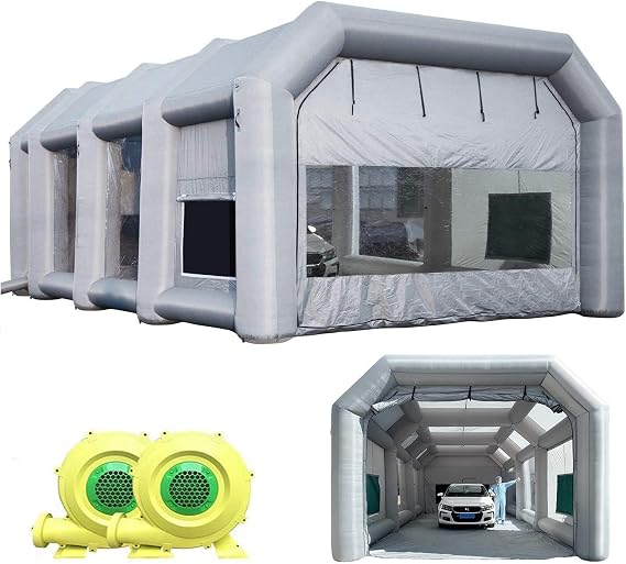 Portable Inflatable Paint Booth 39x20x13Ft Spray Paint Booth, Powerful Two Blowers Inflatable Spray Booth with Air Filter System, Car Paint Booth for Car