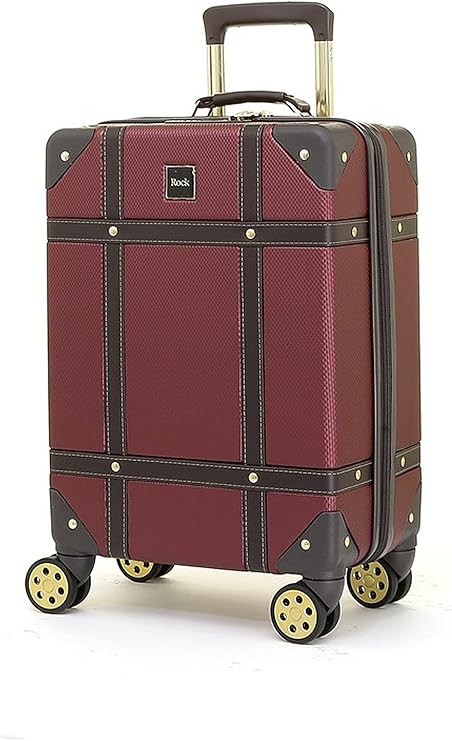 Rock Vintage Small 32L Hard Shell Suitcase - Burgundy
