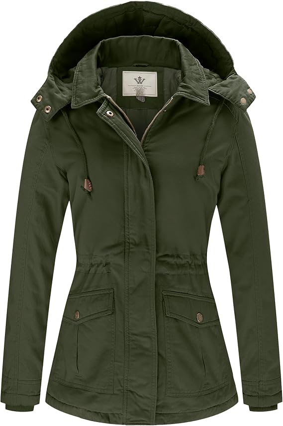 WenVen Women's Winter Thicken Cotton Coat Warm Parka Jacket with Hood | Removable Hood Windproof Warm