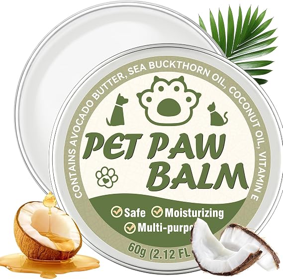 Dog Paw Balm & Nose Balm, Lick-Safe & Moisturizing | All-Natural Moisturizer & Soother for Dry | Deep Repair for Dry, Cracked Paws | Horse Hoof and Joint Care Friendly (Value Size 2.12oz)