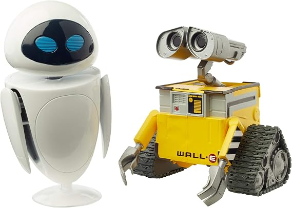 Disney Pixar Wall-E and Eve Figures True to Movie Scale Character Action Dolls Highly Posable with Authentic Storytelling, Collecting, Wall-E Movie Toys for Kids Gift Ages 3 and Up