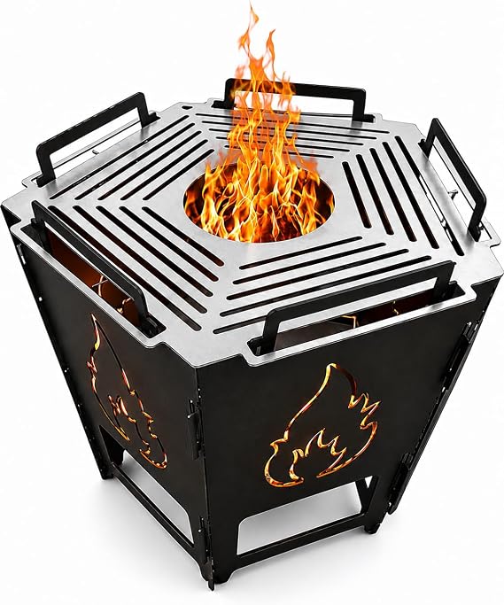 Wood Burning Fire Pit Portable Outdoor firepit Camping Patio and Backyard