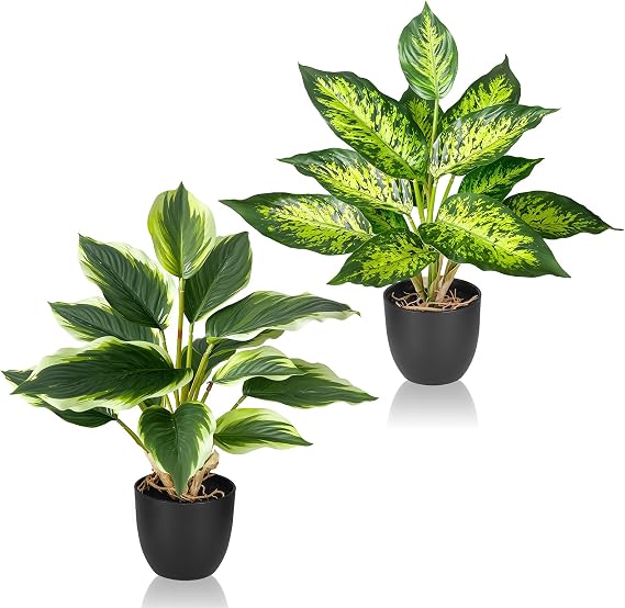 Fentar 2 Pack Artificial Plants Indoor, Fake Plant with Pot for Home Decor