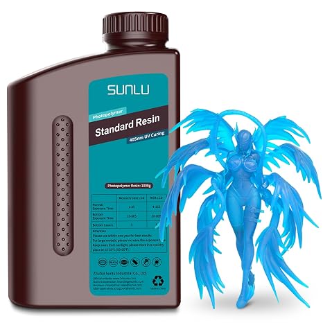 SUNLU Standard Resin 3D Printer Resin Clear Blue, 405nm UV-Curing Standard Photopolymer Resin for LCD/DLP/SLA 3D Resin Printer, High Precision & Low Shrinkage, Clear Blue 1KG