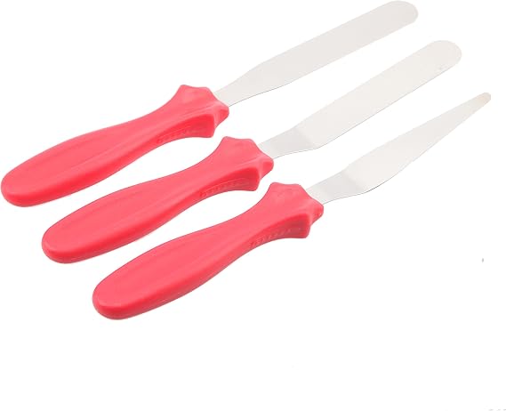3 Piece Stainless Steel Cake Spatula Set, 4 inches Straight and Offset Cream Icing Spatula