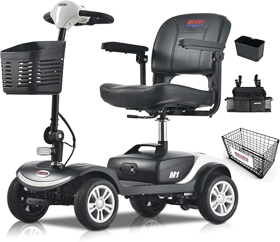 Folding Mobility Scooter for Seniors 4 Wheel Scooter for Adults Electric Medical Scooter Compact for Travel - Electric Powered Wheelchair Device - Compact Heavy Duty Mobile