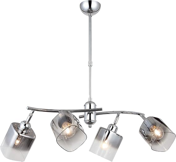 Lucea HOME MANIA, Lucea Derma, 4 X E27 Duy, Metal, Cam, 33 X 18 X 62 Cm, 1451-51-04, 4'lü, Krom Renkler