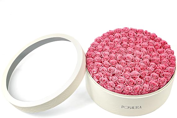 Rosaura Round Mini Preserved Roses Gift Box (Pink, 100 Roses) | birthday gifts for women, forever roses, anniversary gifts, mothers day gifts, preserved flowers, valentines day gifts