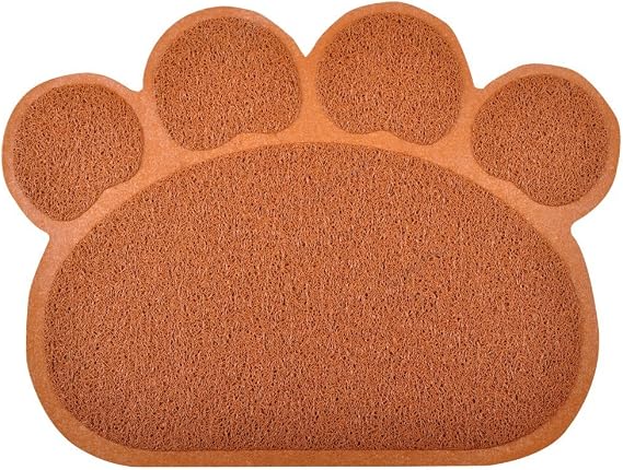DM Paw-Shaped Large Cat Litter Box Mat, 23.5x17.5 Inches (Coffee)