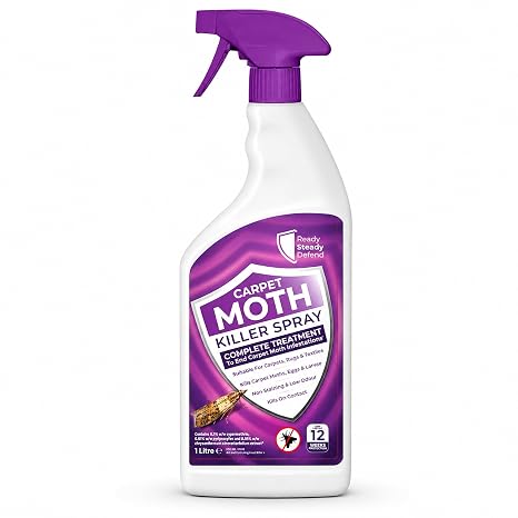 Carpet Moth Killer Spray 1L - Non-Staining & Long-Lasting Protection | Formula for Home | Targets Full Moth Lifecycle on Rugs, Carpets, Textiles & Upholstery