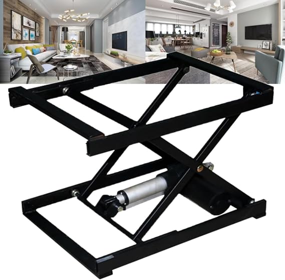 Electric Scissor Lift Table, Height Adjustable Electric Lifting Platform with Wireless Remote Control, Folding Iron Frame Height Adjustable Working