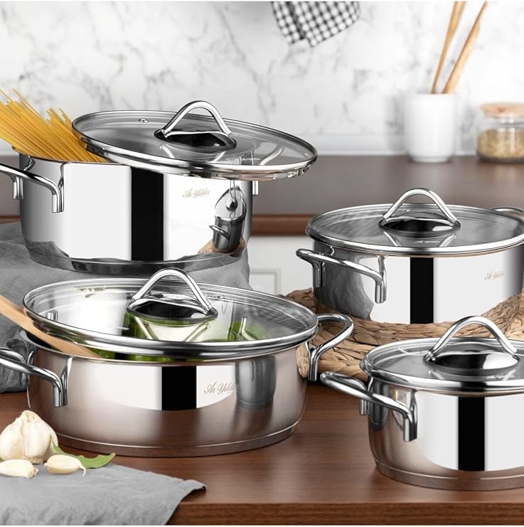 Aryıldız Solo 8 Piece Steel Cookware Set
