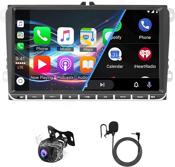 Bluetooth Car Radio for VW Passat Jetta Golf Seat Tiguan Polo MK5, 4G 64G with CarPlay/Android Auto/Android 13 /GPS Navigation/AHD Backup Camera/DSP/Voice Control/FM Radio/SWC
