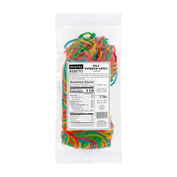 Kervan Rainbow Licorice Laces, 2 lb Bulk Bag