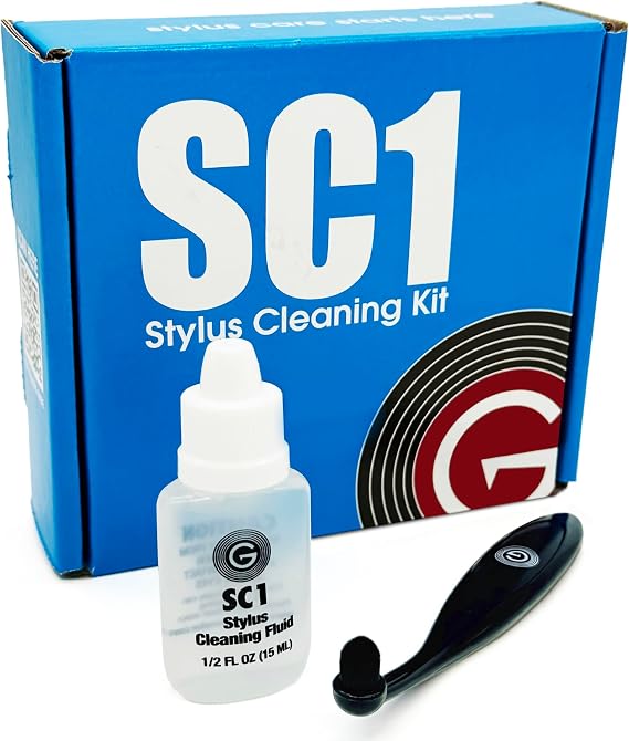 SC1 Stylus Cleaning Kit to Clean LP Record Player Cartridge Needle Anti-static Easy-Grip Brush + Stylus Cleaning Solution | Stylus Cleaner Kit With Anti-Static Brush + Low-Alcohol Fluid For Turntable Needles. Use Wet Or Dry To Lift Dust & Lint