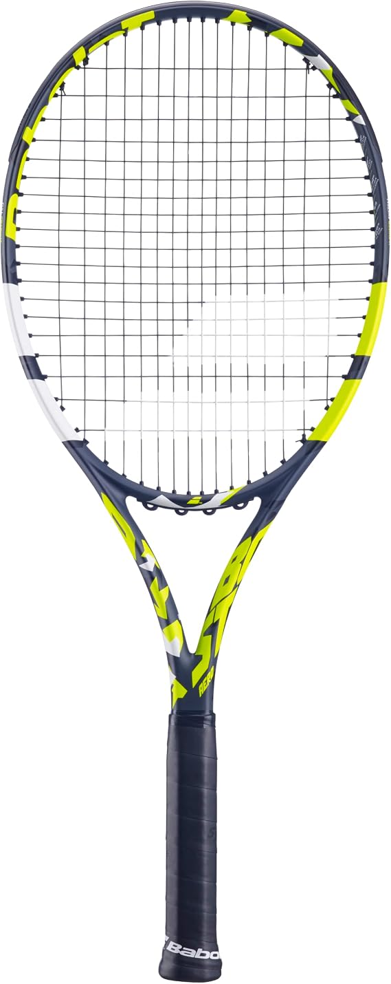 Babolat Boost Aero Yellow Tennis Racquet (4 1/8" Grip) Strung with White Babolat Syn Gut at Mid-Range Tension