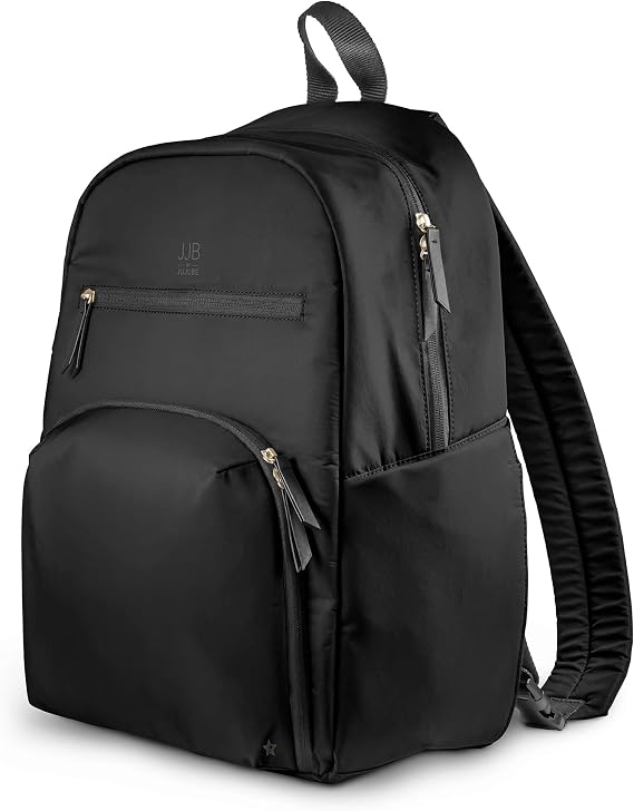Jujube New Deluxe Diaper Bag Backpack with Portable Changing Pad, Stroller Straps, Large Travel Backpack for Boy or Girl, Carrying Baby Bottles, Diapers, Pacifiers, Black