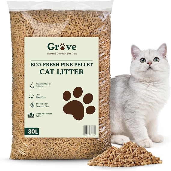 Grove by Ecoblaze 30L Pine Cat Litter Wood Pellets | Natural, Eco-Friendly & Biodegradable | Superior Odour Control | 99% Dust Free & Highly Absorbent