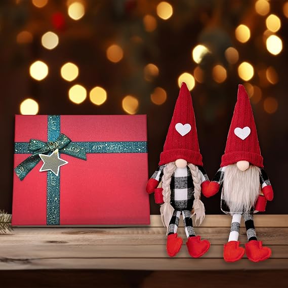 2pcs Christmas Home Decor Gnomes with Gift Box, Fall Decor Cute Gnome Suitable for Room, Living Room, Bedroom Decor, for Men & Women. First Choice or Fall Decorations.