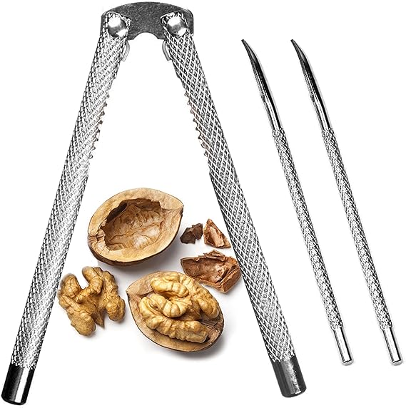 Nut Cracker Set, Nutcracker Tool, Lobster or Crab Cracker | Heavy Duty Metal Nut Cracker For Walnuts, Pecans & Almonds. Dual Purpose Seafood Cracker Tool For Crab Legs & Shellfish.