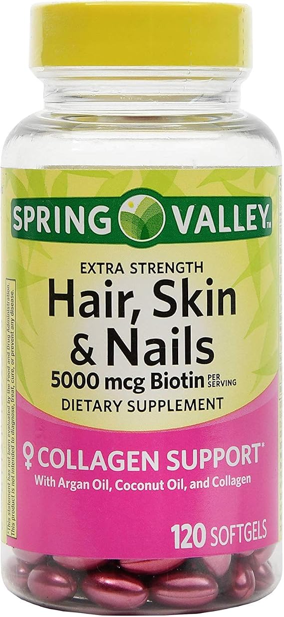 Spring Valley Hair Skin Nail Biotin, Oil, 120ct