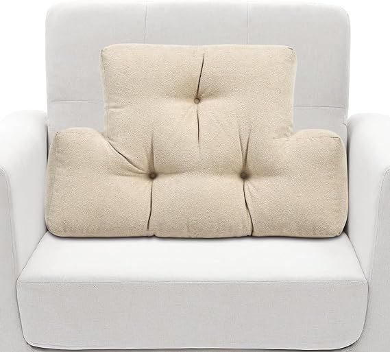 Back Pillow for Recliner Lumbar Support Pillow Soft and Fluffy Back Support Cushion Thick Lumbar Cushion for Chairs, Recliners,Sofa, Couch and Bed for Pain Relief Beige