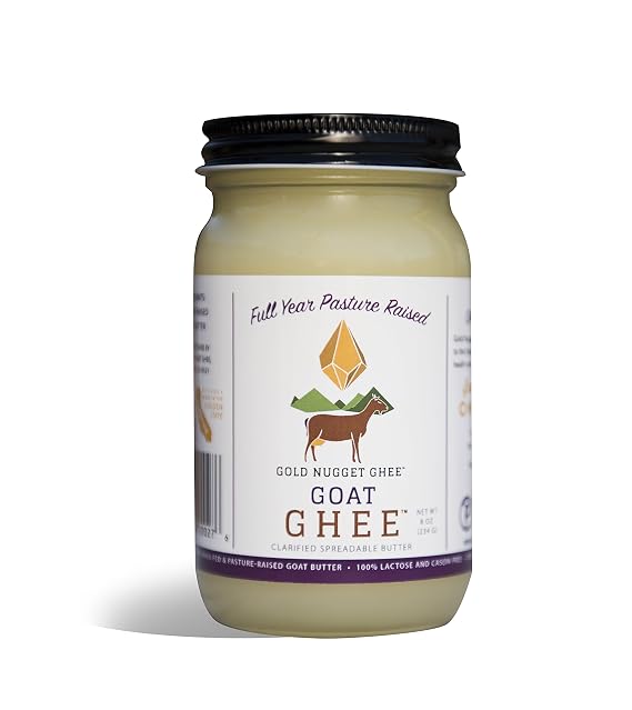GOAT GHEE A2/A2 BY GOLD NUGGET GHEE, FULL-YEAR/PASTURE-RAISED, GRASS-FED, KETO & PALEO 8oz
