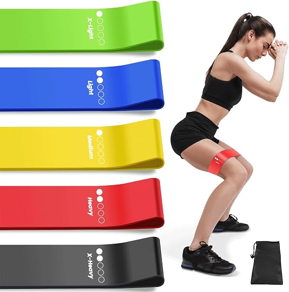 Resistance Bands, Set of 5 Skin-Friendly Exercise Band for Women & Men | 5-Level Resistance Bands Set, Workout Bands for Fitness, Leg Strength Training, Physical Rehab, Gym, Yoga with Carrying Bag