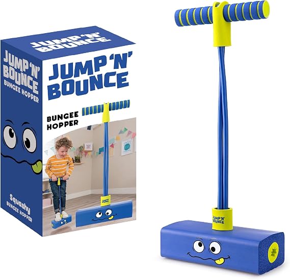 Jump ‘N’ Bouncer Bungee Hopper, Pogo Stick for Kids 3+, Foam Pogo Jumper Stick, Garden Toys Games, Blue