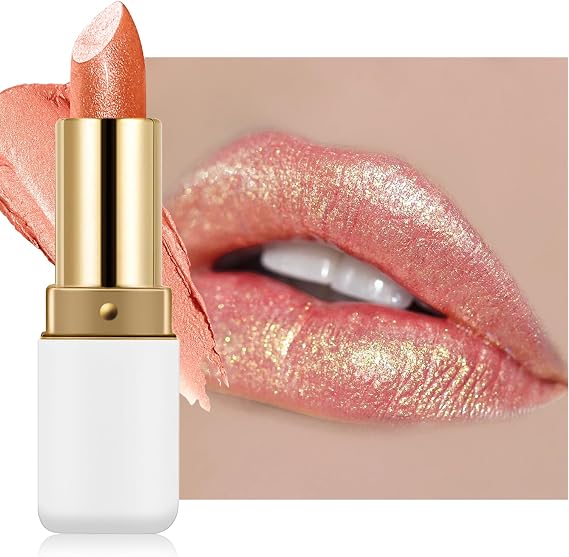 Shimmer Lipstick, Metallic Glitter Lip Gloss, Waterproof Lipgloss for Women
