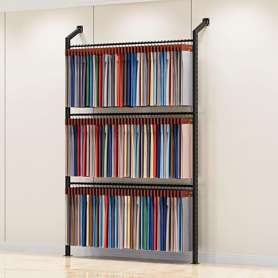 3 Tier Rolls Fabric Sample Display Rack, Adjustable Fabric Sample Display Shelf, Scarf Underwear Pants Organizer, Suitable for Retail Stores, Boutiques(48.4in/123cm)